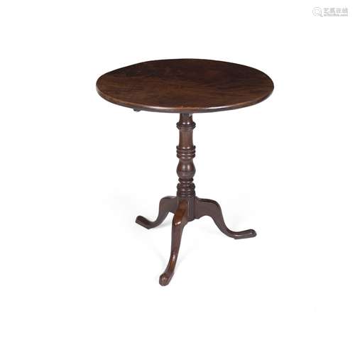 GEORGIAN MAHOGANY TRIPOD TABLELATE 18TH CENTURY the circular tilt top on a turned support raised