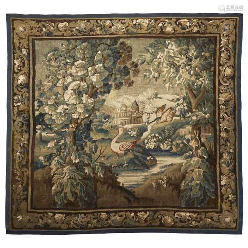 FLEMISH VERDURE TAPESTRYLOW COUNTRIES, LATE 17TH CENTURY woven with two birds by a river amidst