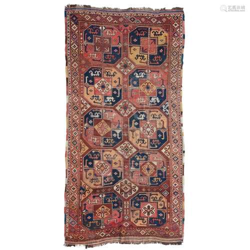 KARAKALPAK CARPETUZBEKISTAN, LATE 19TH/EARLY 20TH CENTURY the rust red field with two columns of