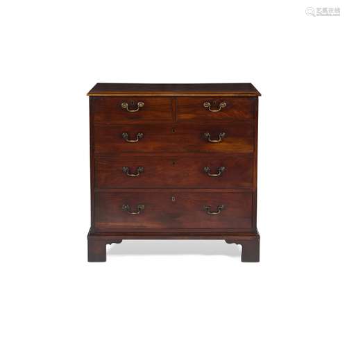 GEORGE III MAHOGANY CHEST OF DRAWERSTHIRD QUARTER 18TH CENTURY the top with a moulded edge above a