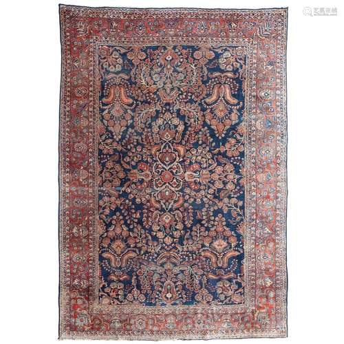 SAROUK CARPETWEST PERSIA, LATE 19TH/EARLY 20TH CENTURY the indigo field with allover foliate