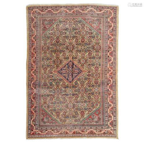 MAHAL CARPETWEST PERSIA, LATE 19TH/EARLY 20TH CENTURY the camel field with indigo lozenge medallion,