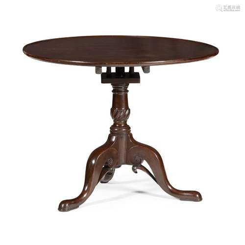 GEORGE III MAHOGANY BIRDCAGE TEA TABLE18TH CENTURY the dished circular top above a birdcage and