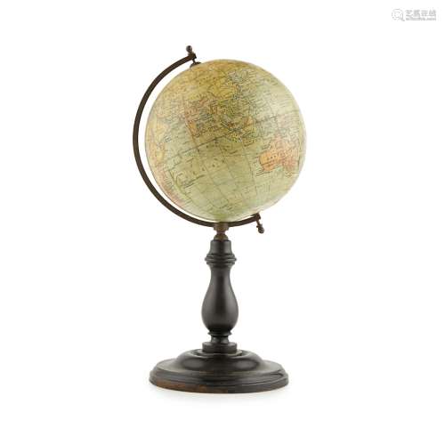 SMALL EDWARDIAN PHILIIPS 6-INCH TERRESTIAL TABLE GLOBEEARLY 20TH CENTURY with maker's label, on a