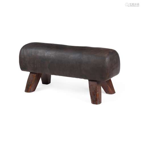 NOVELTY POMMEL HORSE STOOLEARLY 20TH CENTURY with a leather pad raised on short splay legs115cm