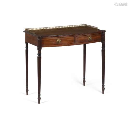 REGENCY MAHOGANY BOWFRONT SIDE TABLE, ATTRIBUTED TO GILLOWS19TH CENTURY with a brass gallery and