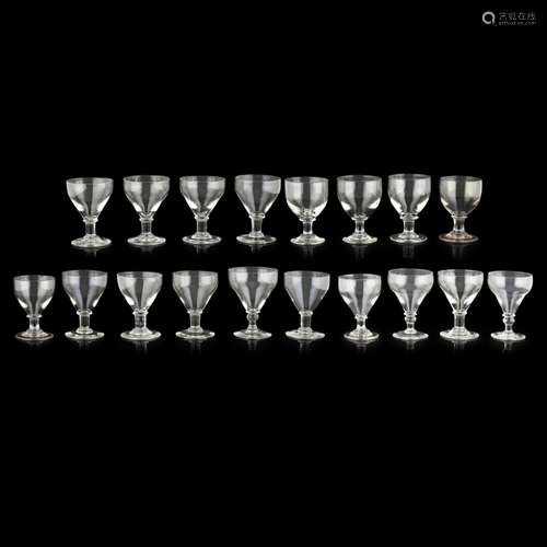 LARGE GROUP OF GLASS RUMMERSLATE 18TH/ EARLY 19TH CENTURY of slightly varying size and shape, the