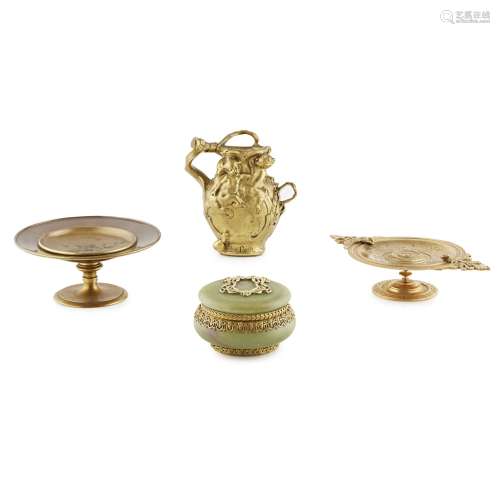 GROUP OF FRENCH GILT BRONZE WARES19TH/ EARLY 20TH CENTURY comprising two tazzas, the first with a