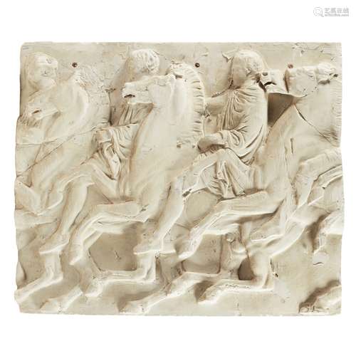 LARGE PLASTER RELIEF CAST OF THE PARTHENON FRIEZE19TH CENTURY After Pheidias, depicting young men on