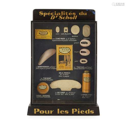 DR SCHOLL ADVERTISING DISPLAY CASE, FOR THE FRENCH MARKETMID 20TH CENTURY the glazed case