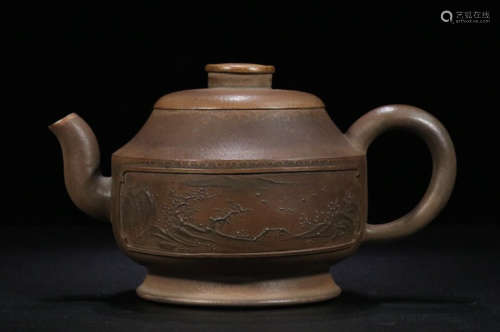 A GILD ZISHA MUT PAINTED TEA POT