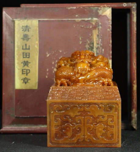 A TIANHUANG STONE CARVED DRAGON SHAPED SEAL