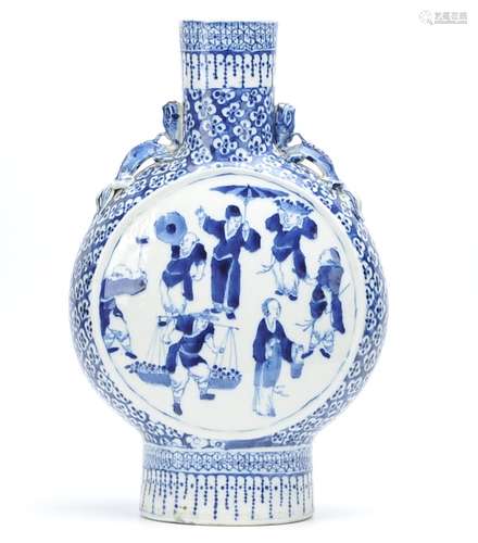 Chinese Blue and White Moonflask Vase,Late Qing D.