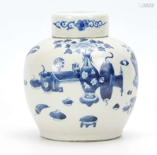 A Chinese Blue and White Jar with lid, 19th C.