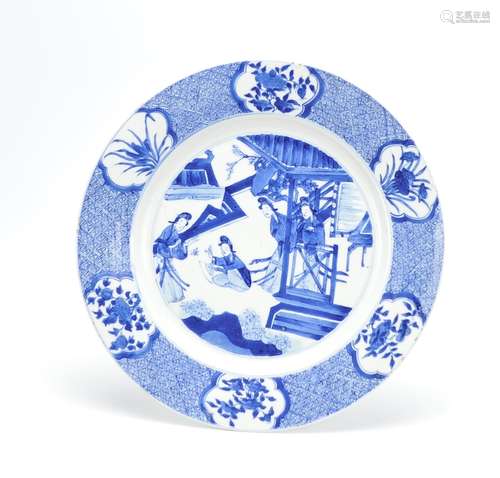 Chinese Blue and White Plate, Kangxi Period