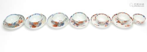 A Set of 13 Famille Rose Cups and Saucers,18th C.