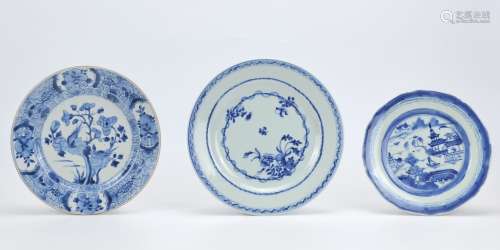 Three Chinese Porcelain Export Plates,18-19th C.
