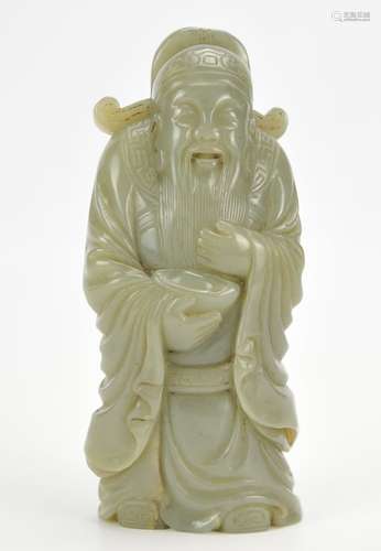 Carved Chinese Jade Figure Of a Deity, 19th C.