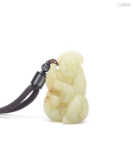 A Chinese White Jade Figural,Qing D.