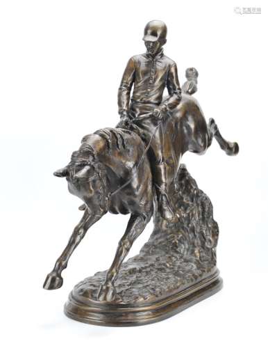 A Large Bronze Of Horse And Jockey,20th C.