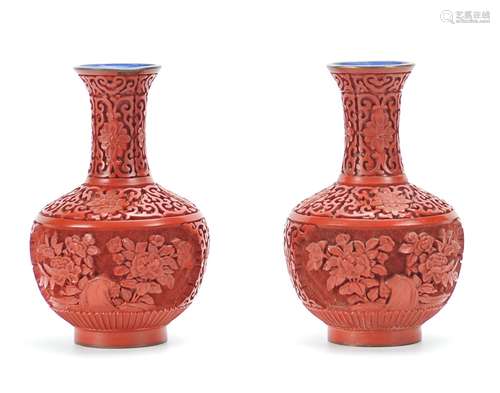 Pair of Lacquer Vases, 20th C.