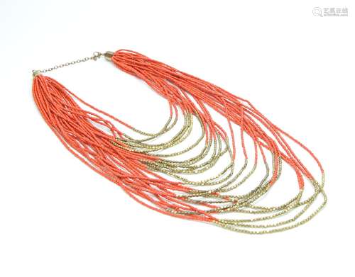 Coral Vintage 24 Strand Coral Necklace