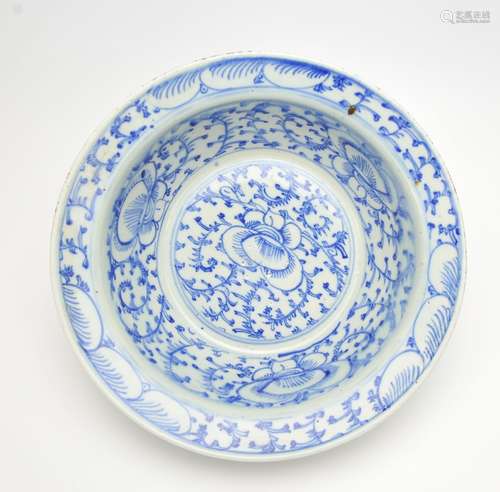 Large Chinese Blue and White Basin,19th C.