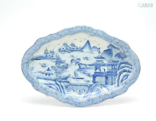 A Chinese Export Blue And White Plate 19th C.