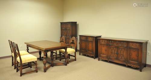 8pc American Jacobean Style Dinning Set, ca1900