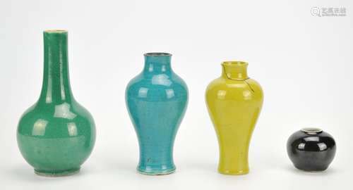 Three Color Glazed Vases w/ Water pot,18th