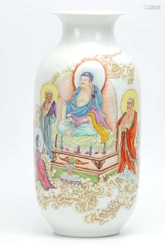 A Chinese Famille Rose Lantern Vase, 20th C.