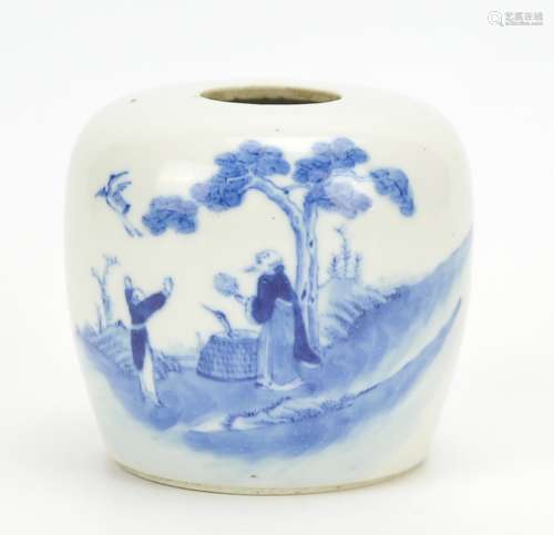 Chinese Blue And White Water Pot,19th C.