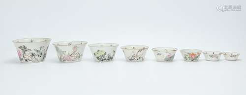 Set (8) Chinese Famille Rose Nesting Bowls,19th C.