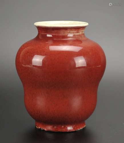 A Chinese Red-Glazed Pear-Shaped Vase,18th C.