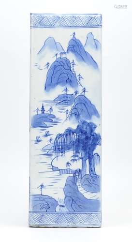 A Chinese Blue And White Porcelain Pillow, 20th C