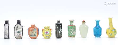 Group Of 9 Chinese Snuff Bottles,19-20th C.