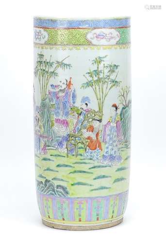 Large Chinese Famille Rose Umbrella Vase,19th C.