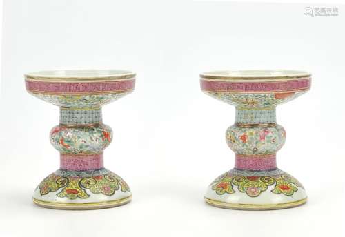 A Pair Of Chinese Famille Rose CandleStick ,19th C