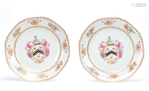 A Pair of Famille Rose Export Plates