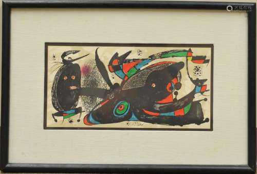 Lithograph, Joan Miro signed Framed Oil Painting