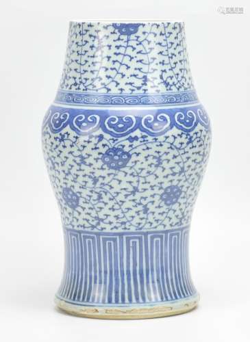 A Chinese Blue And White Phoenix Vase, 19th C