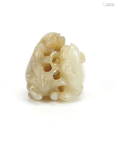 Small Chinese Jade Carving Lions,Qing D.