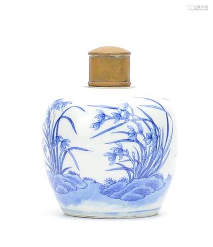 Chinese Blue and White Tea Caddle,19th C.