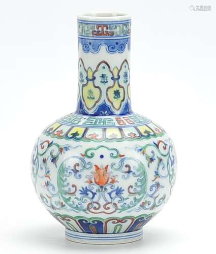 Chinese Doucai Glazed Vase w/ Qianlong Mark.