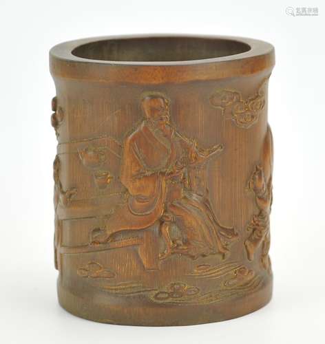 China Bamboo Carving Brushpot, 20th C.