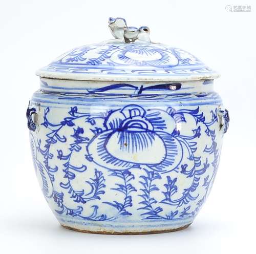 Chinese Blue and White Jar and Cover,19th C.