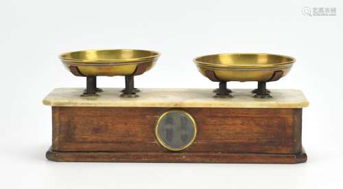 Antique Brass,Marble&Wooden Scale ,English 1870