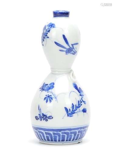 Japanese Blue and White Gourd Vase,20th C.