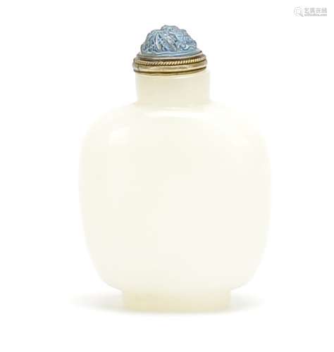 A Nice Carved White Jade Snuff Bottle