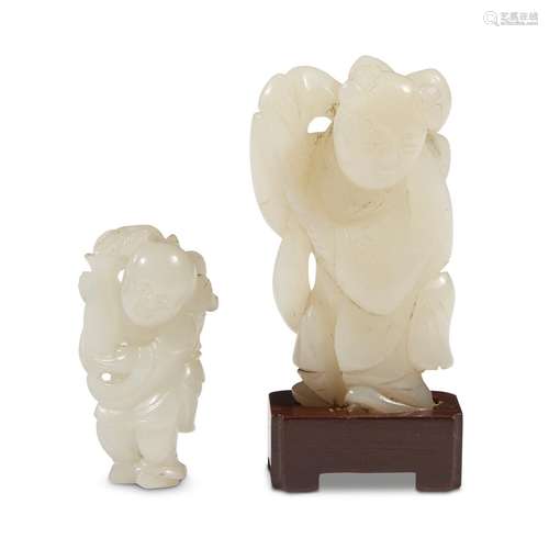 Two Chinese carved white jade 